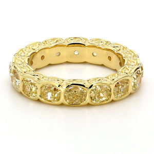 4.60 CTW Cushion 18 K Yellow Gold Eternity Wedding Band