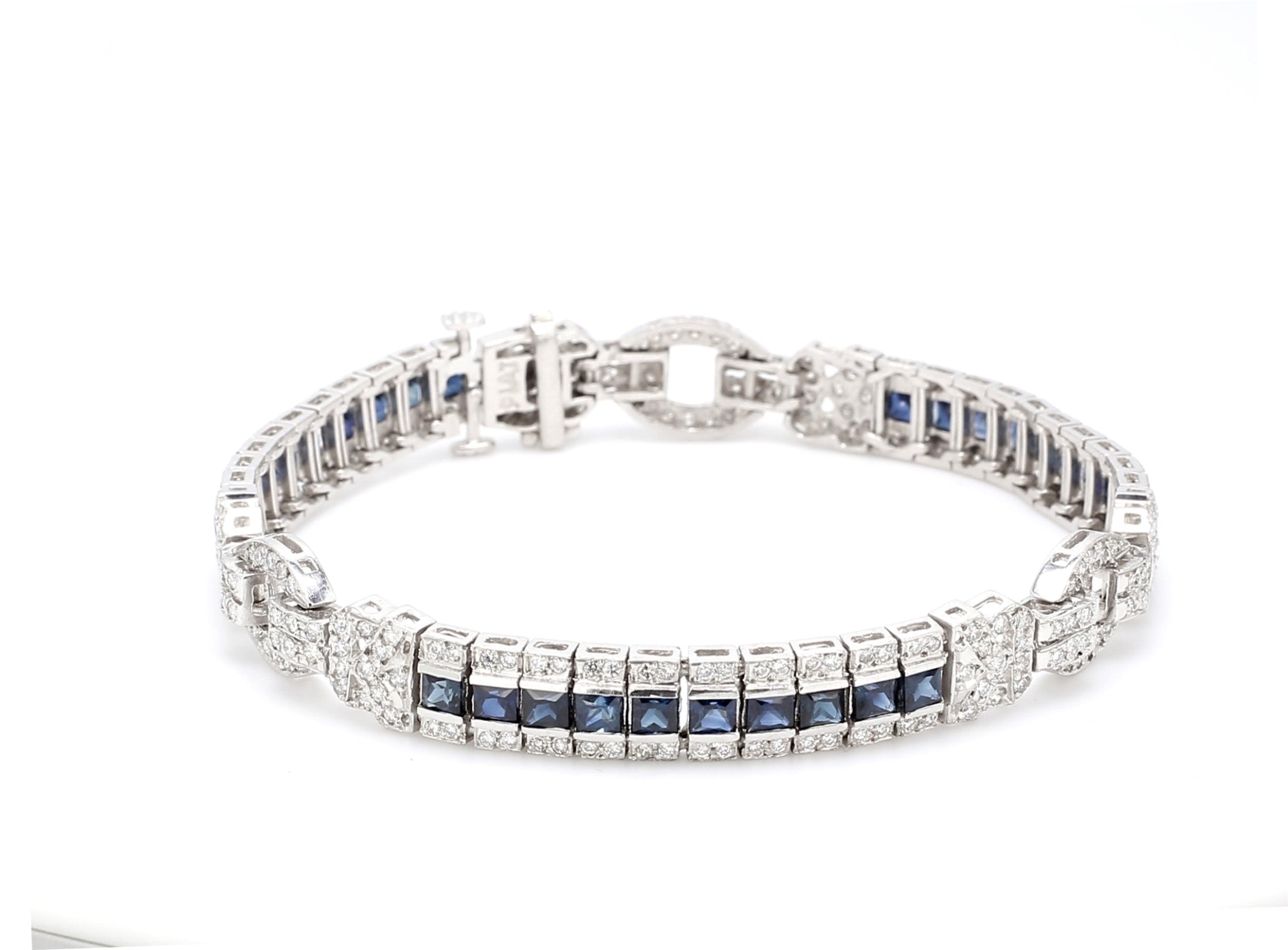 6.10 CTW Princess Sapphire Platinum (Other) Bracelet