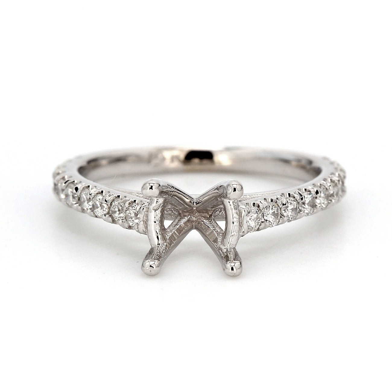 0.35 CTW Round 14 K White Gold Side Stone Engagement Ring