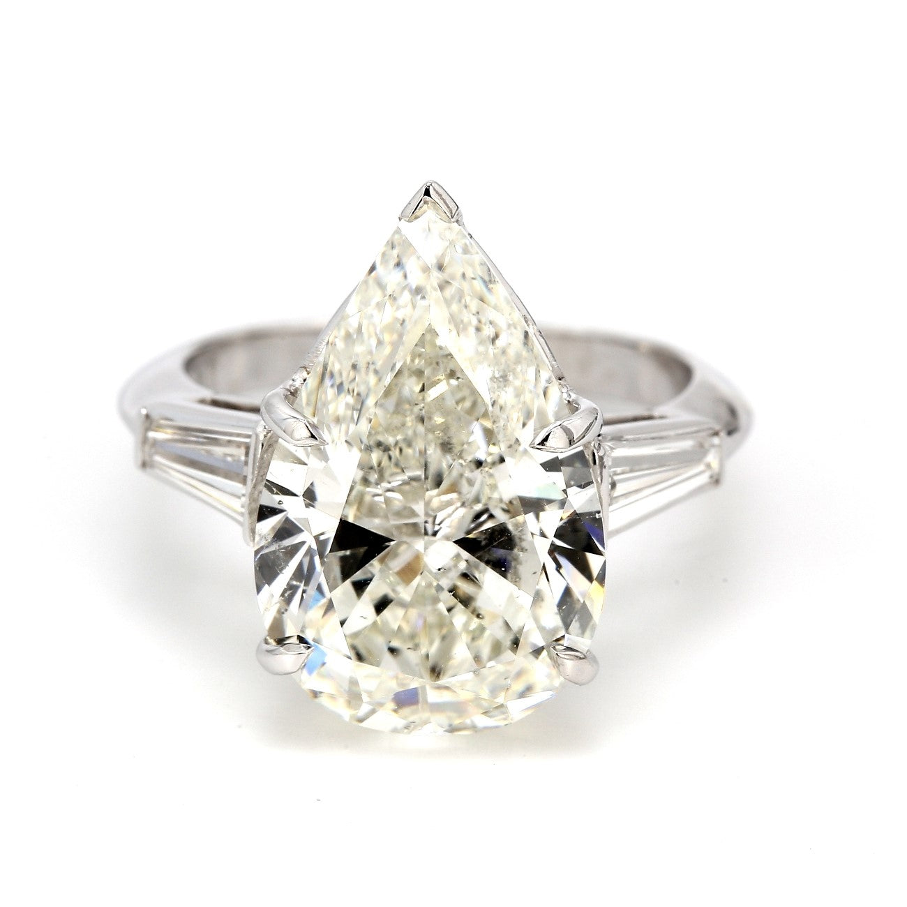 8.72 CTW Pear Platinum Three Stone Engagement Ring