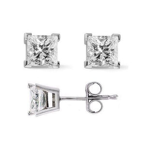 1.00 CTW Princess 14 K White Gold Earring Studs