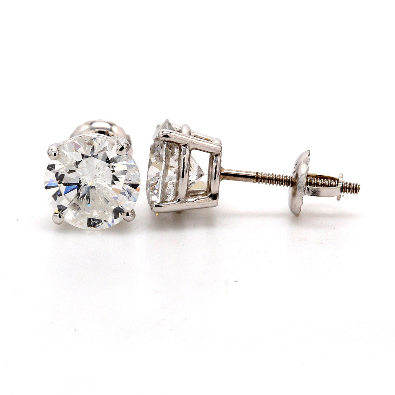3.25 CTW Round 14 K White Gold Earring Studs