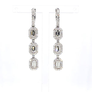 2.89 CTW Emerald 14 K White Gold Drop Earrings