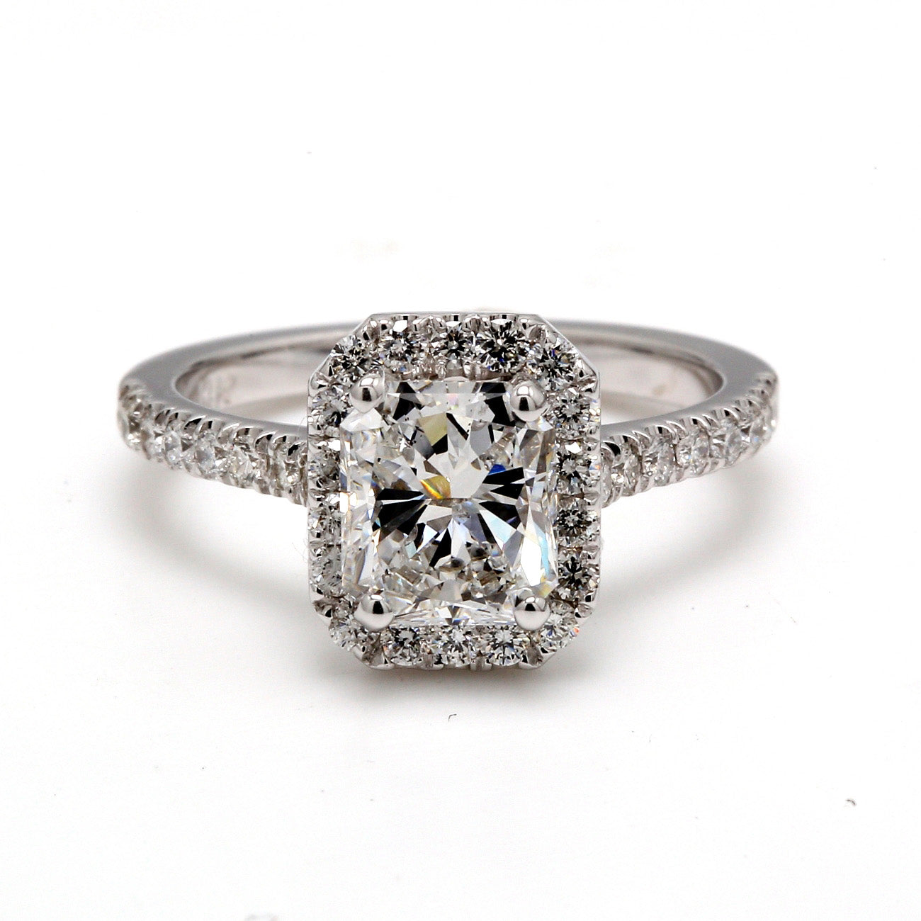 1.98 CTW Radiant 14 K White Gold Halo Engagement Ring