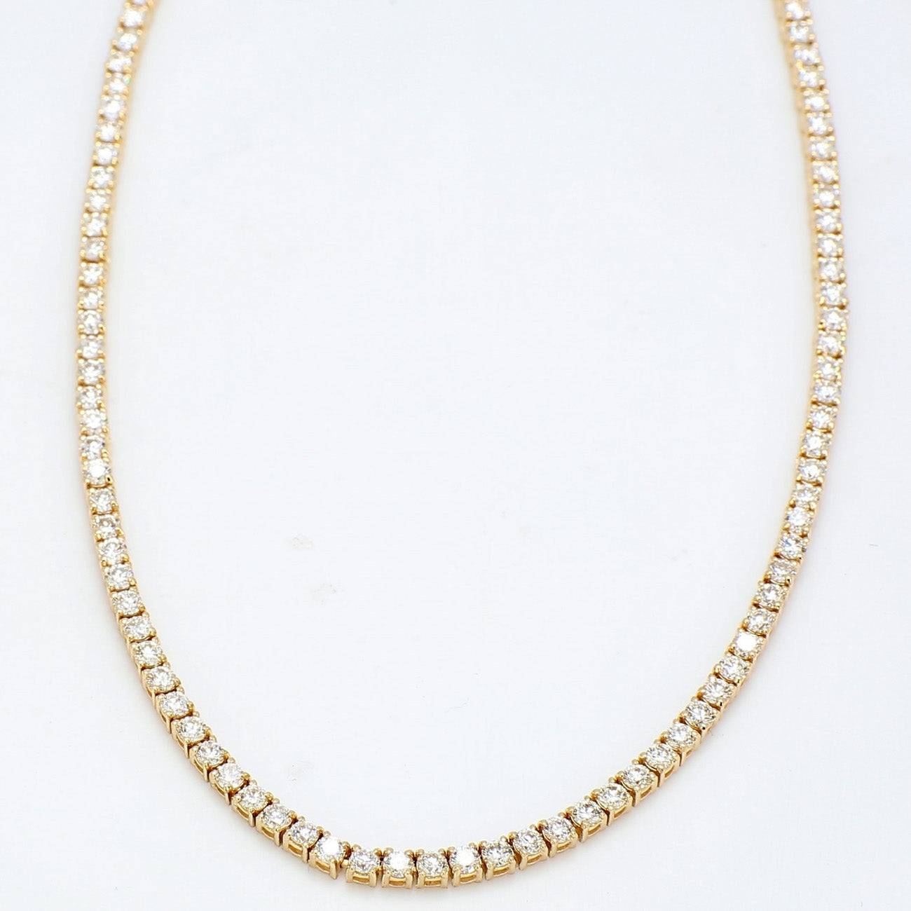 7.16 CTW Round 14 K Yellow Gold Tennis Necklace