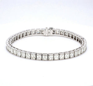 12.30 CTW Asscher Platinum Tennis Bracelet