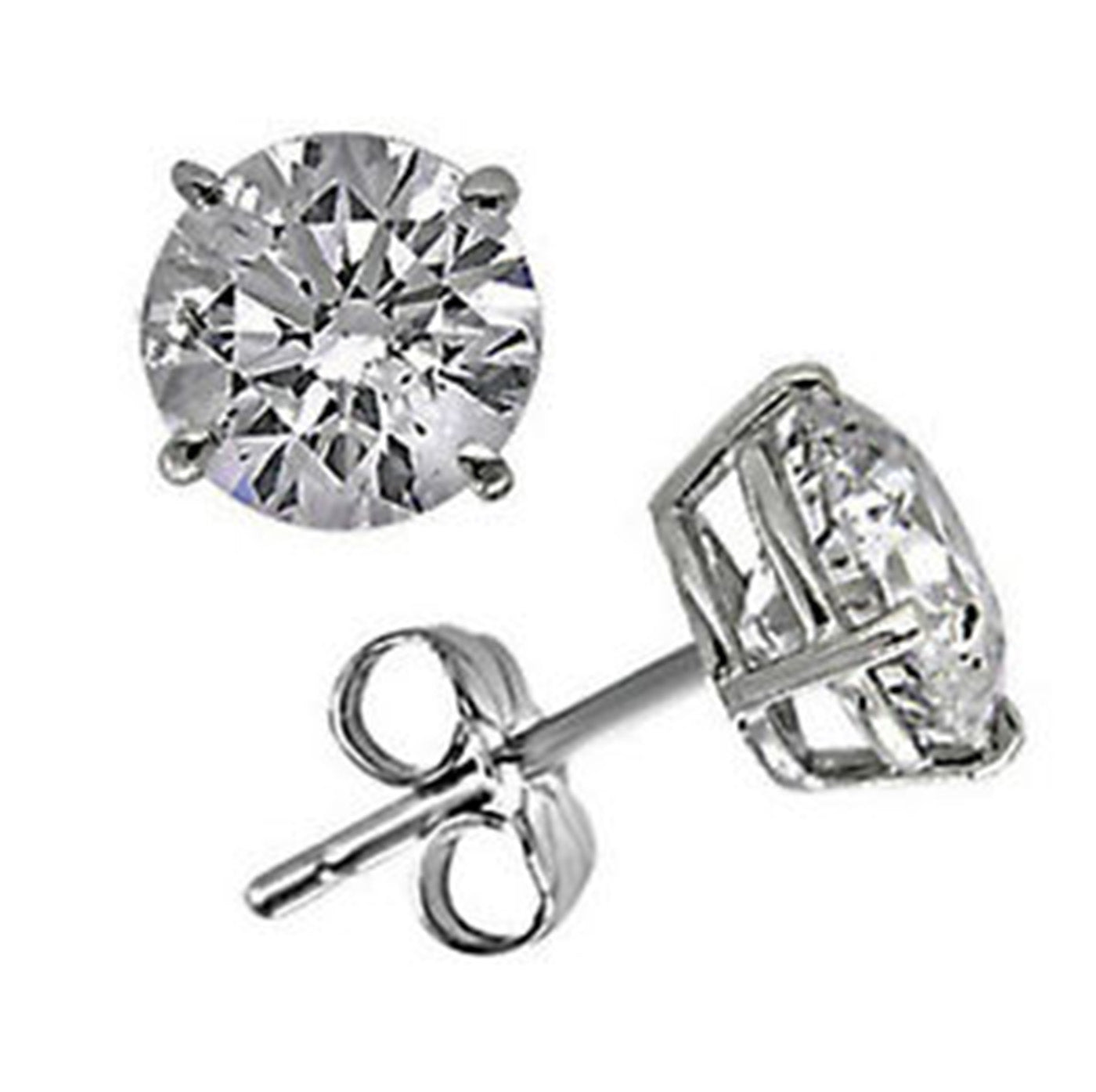 1.67 CTW Round 14 K White Gold Earring Studs