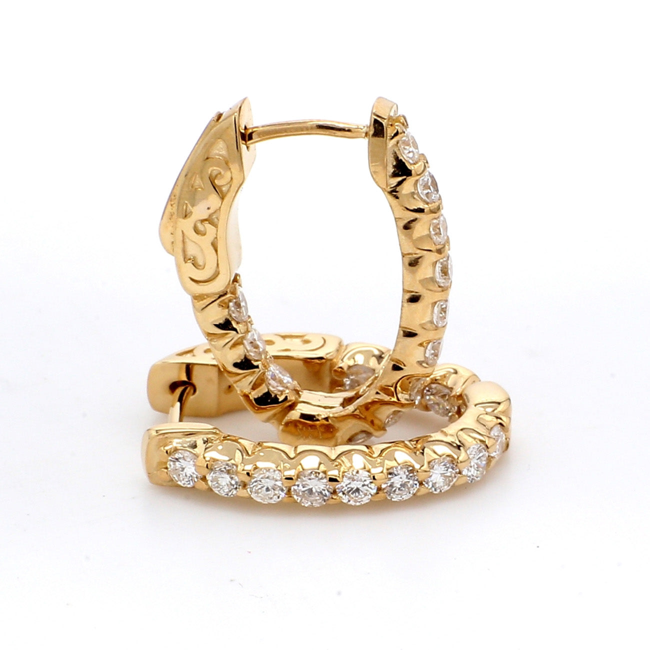 0.92 CTW Round 14 K Yellow Gold Hoop Earrings