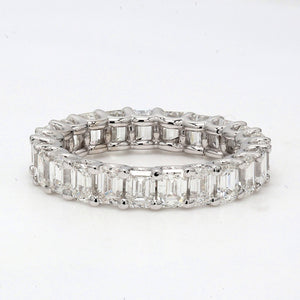 3.95 CTW Emerald 18 K White Gold Eternity Wedding Band