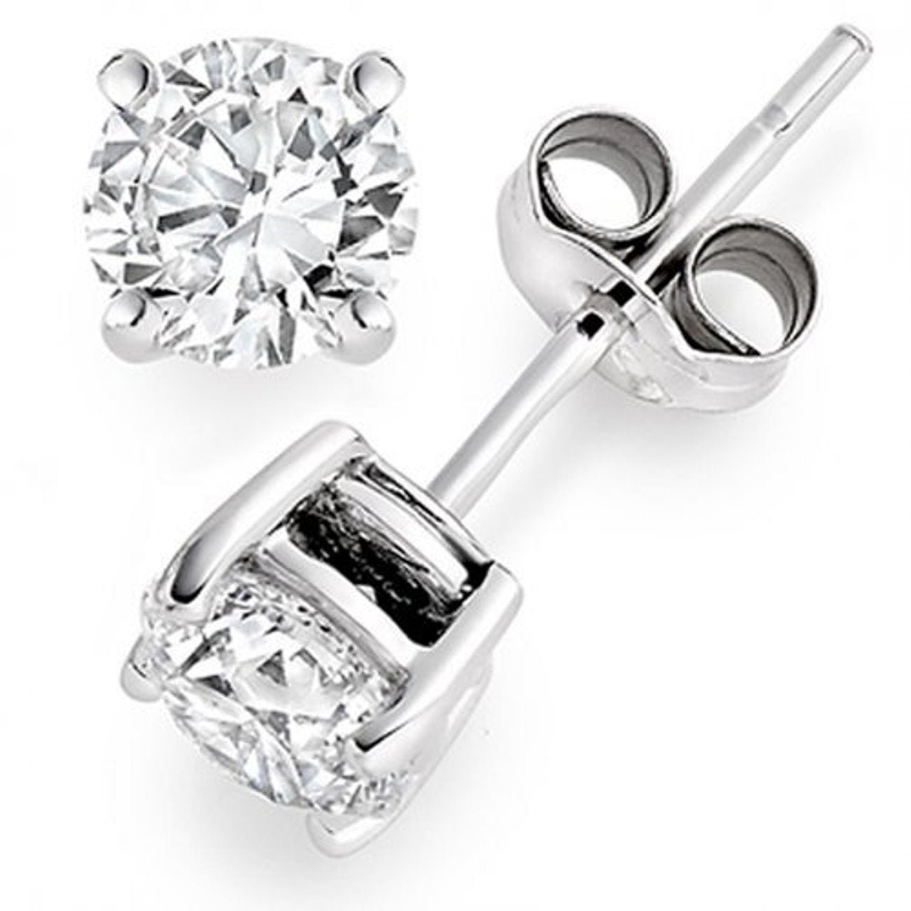 3.57 CTW Round 14 K White Gold Earring Studs