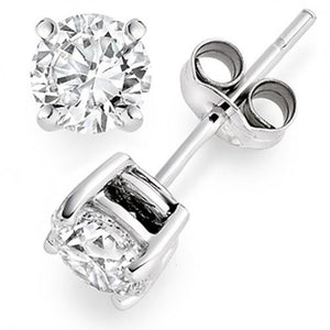 3.57 CTW Round 14 K White Gold Earring Studs