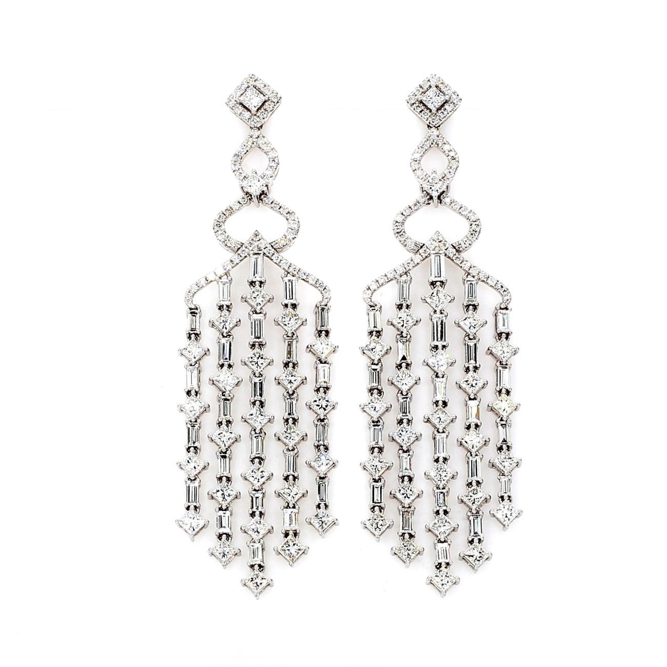 7.96 CTW 18 K White Gold Chandelier Earrings