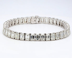 22.00 CTW Emerald Platinum Tennis Bracelet