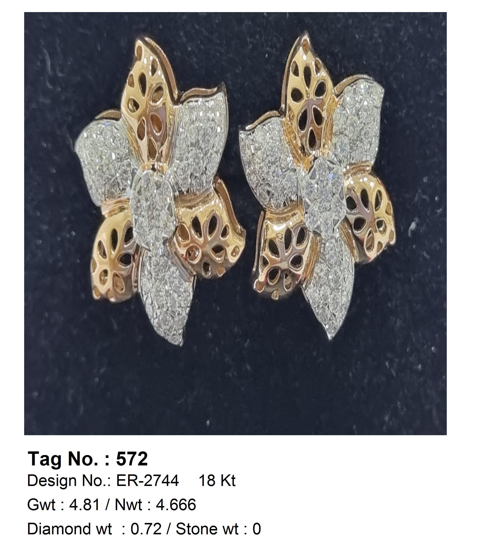 0.72 CTW 18 K Rose Gold Earring Studs