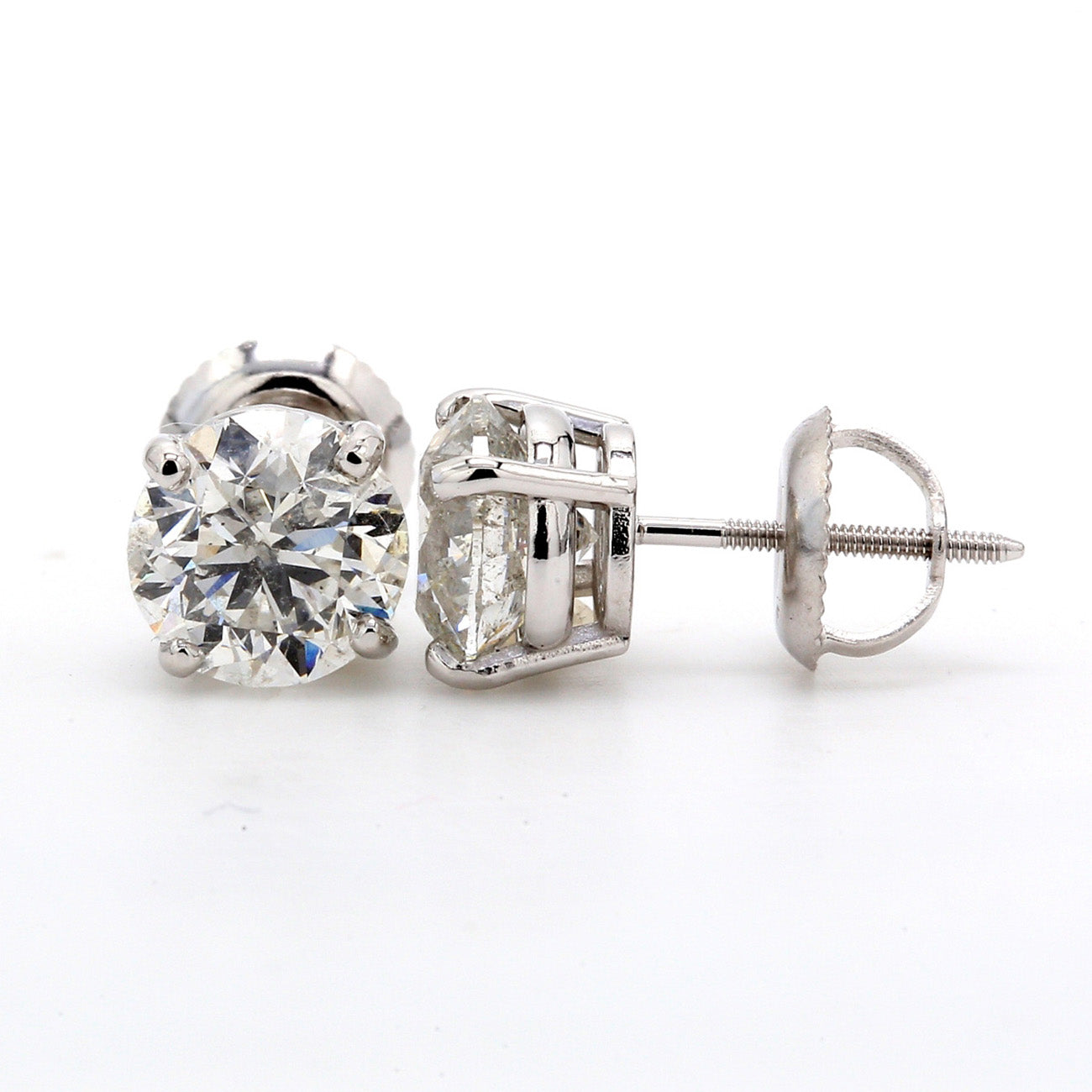 2.01 CTW Round 14 K White Gold Earring Studs