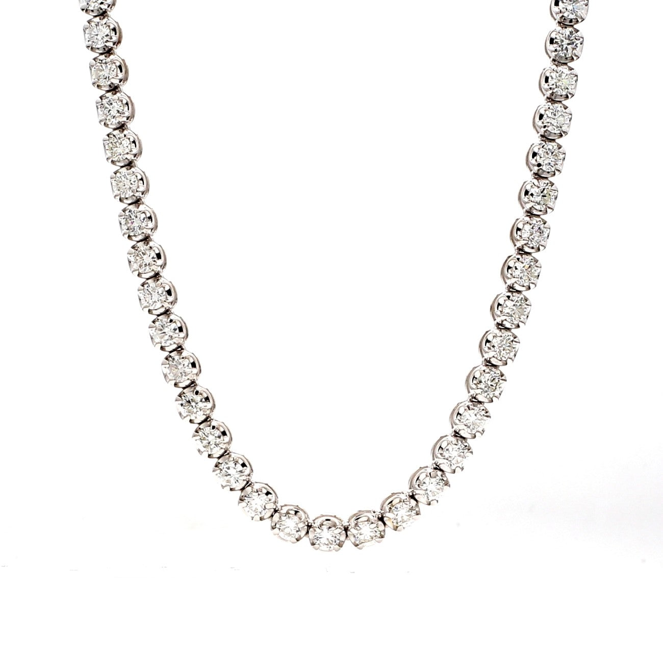 8.88 CTW Round 14 K White Gold Tennis Necklace