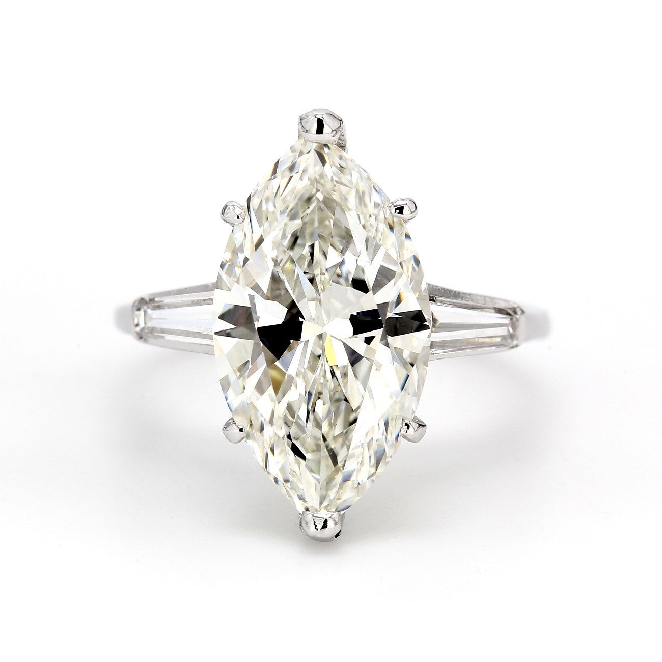 1.00 CTW Tapered Baguette Platinum Three Stone Engagement Ring