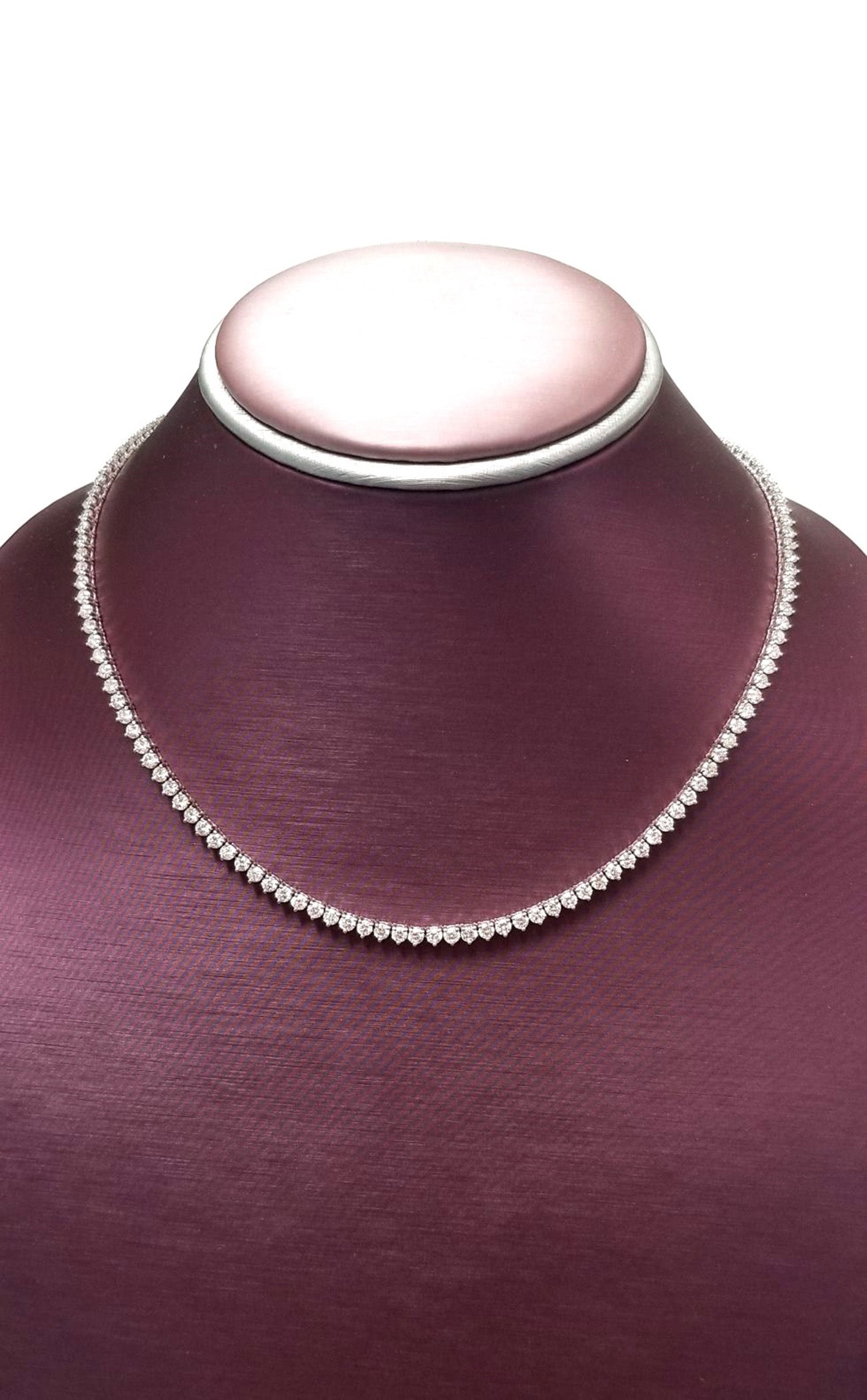 11.08 CTW Round 18 K White Gold Tennis Necklace