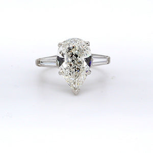 5.01 CTW Pear Platinum Three Stone Engagement Ring