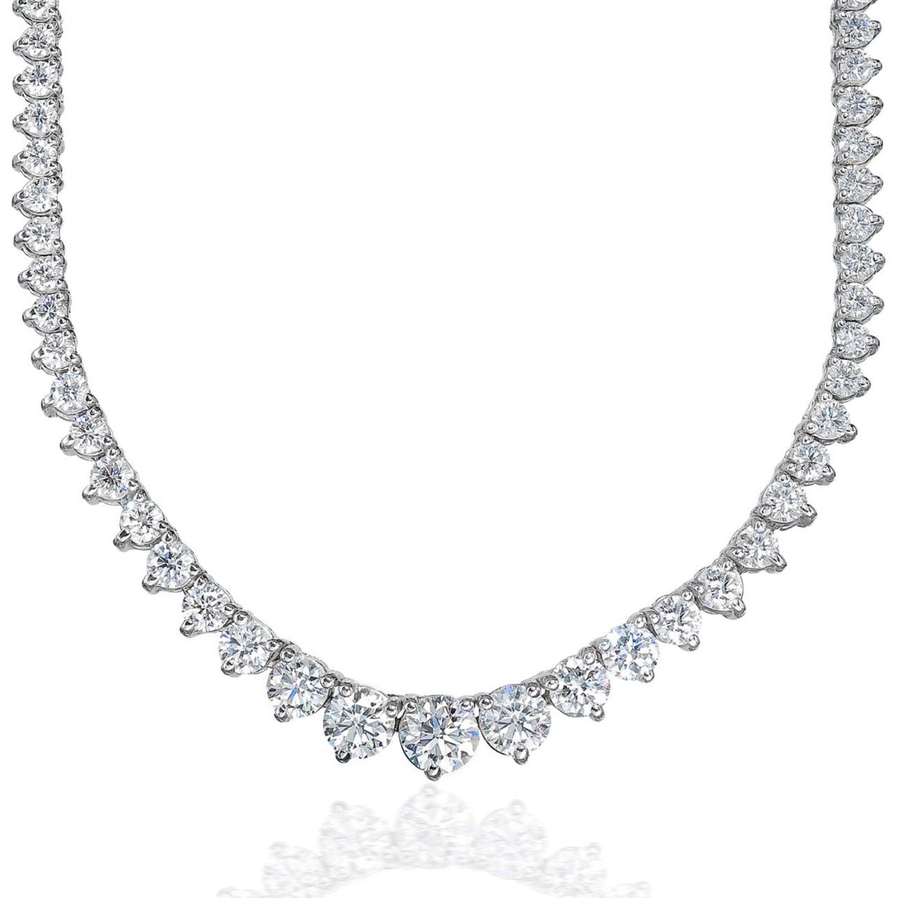 18.10 CTW Round 18 K White Gold Tennis Necklace