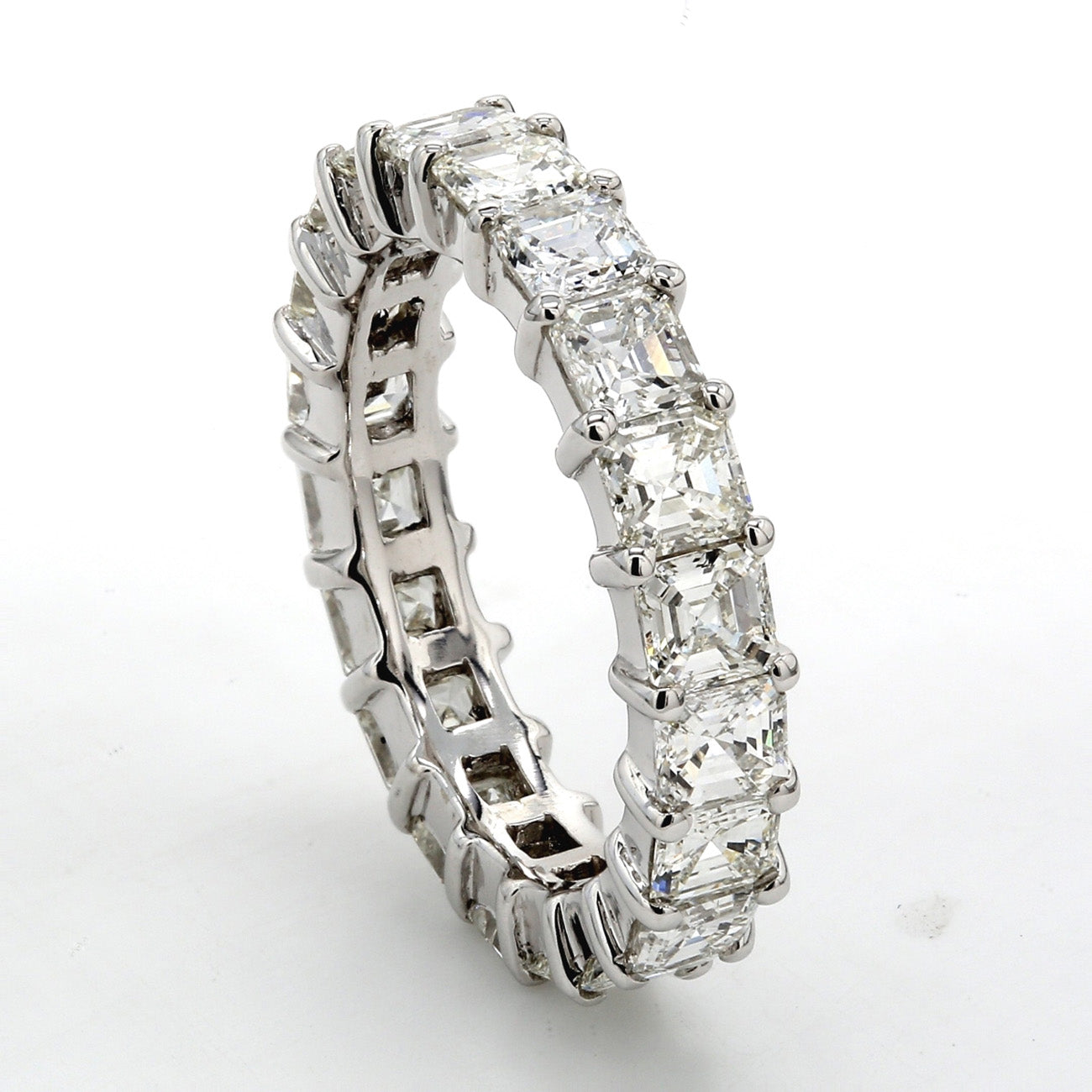 3.64 CTW Asscher 14 K White Gold Eternity Wedding Band