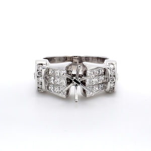 1.21 CTW 14 K White Gold Side Stone Engagement Ring