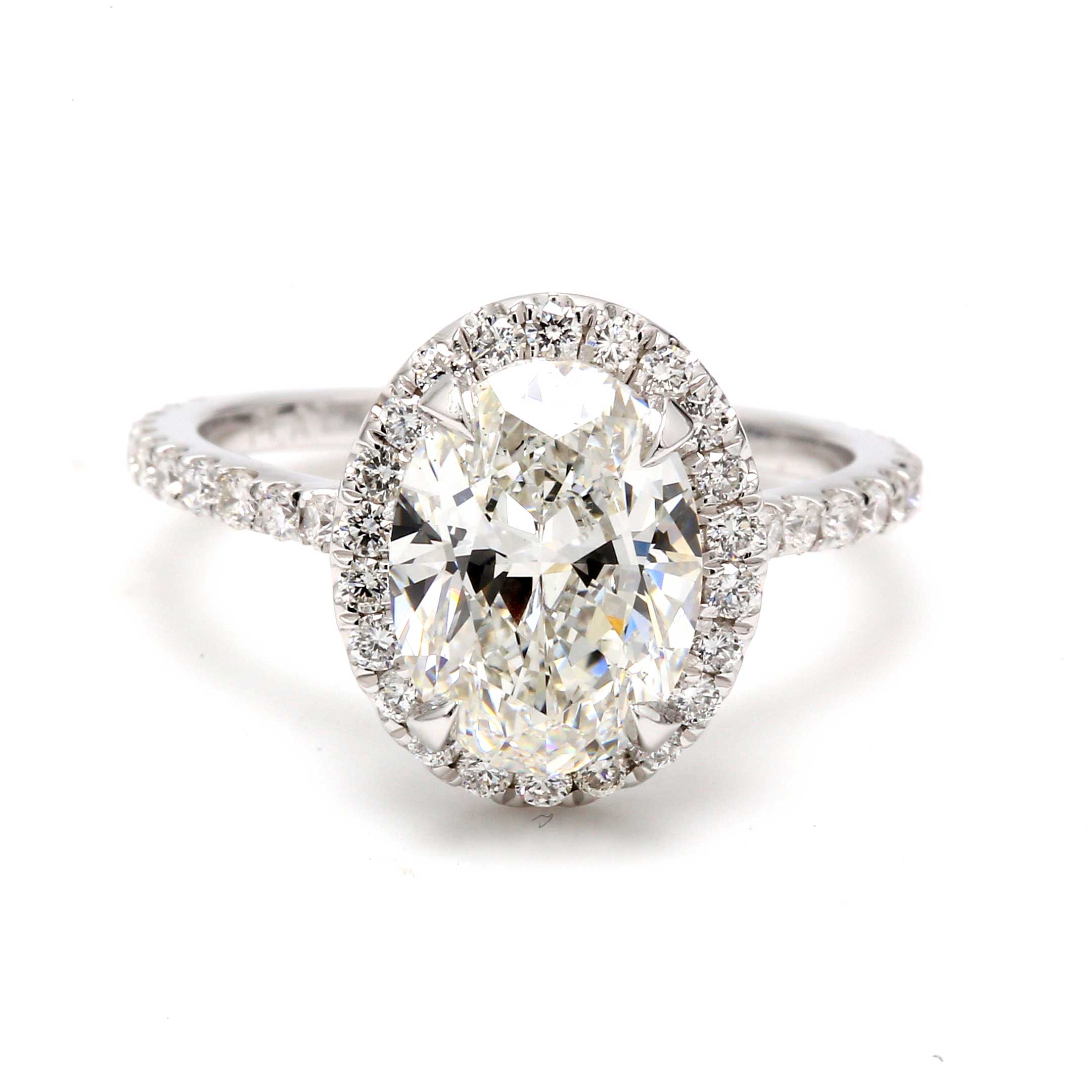 3.60 CTW Oval Platinum Halo Engagement Ring