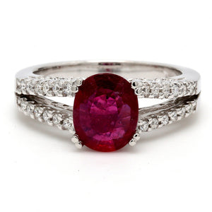 2.19 CTW Oval Ruby Platinum (Other) Engagement Ring