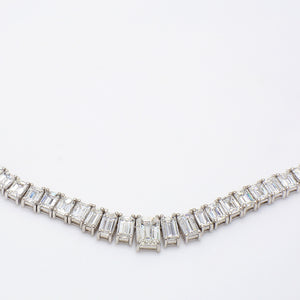 30.04 CTW Emerald Platinum Tennis Necklace