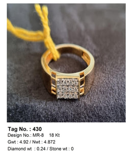 0.24 CTW 18 K Yellow Gold Men S Fashion Ring
