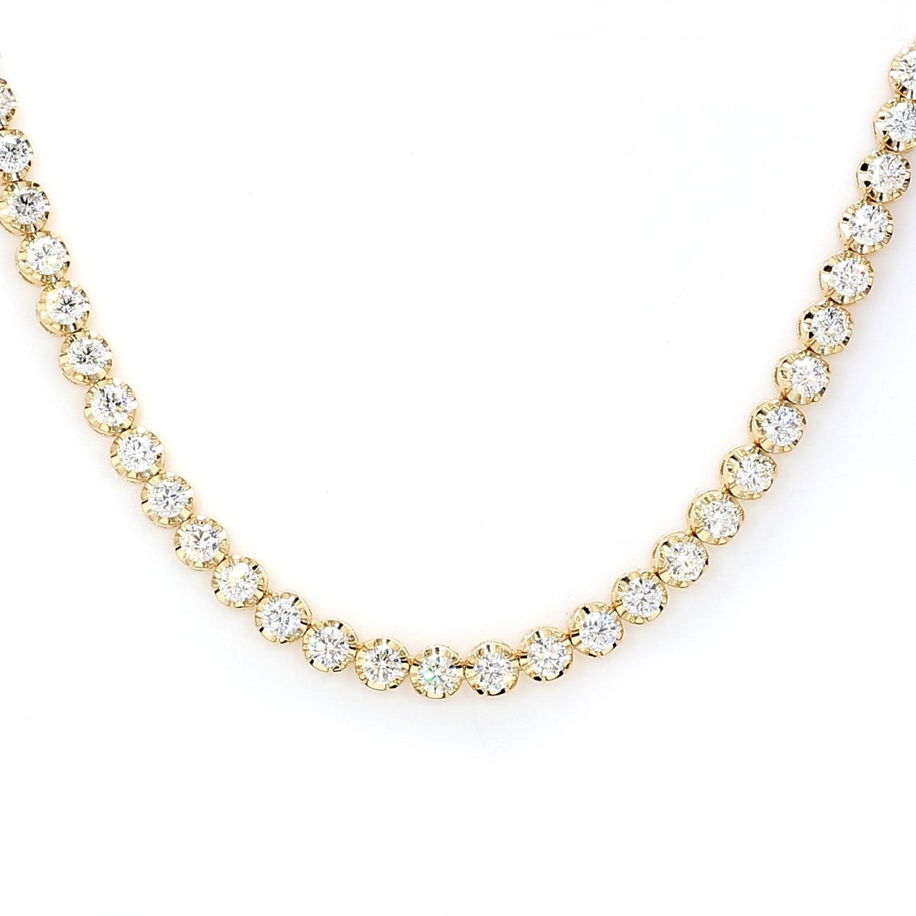 4.97 CTW Round 14 K Yellow Gold Tennis Necklace