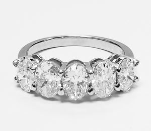 2.56 CTW Oval 14 K White Gold Diamond Wedding Band