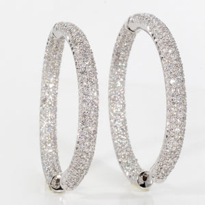 2.55 CTW Round 14 K White Gold Hoop Earrings