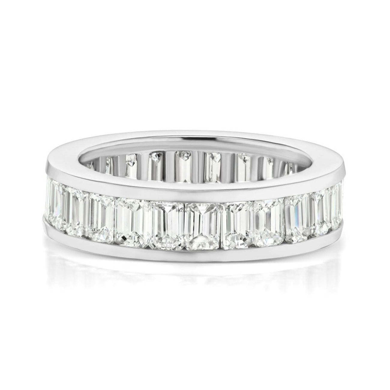 1.71 CTW Tapered Baguette 14 K White Gold Eternity Wedding Band