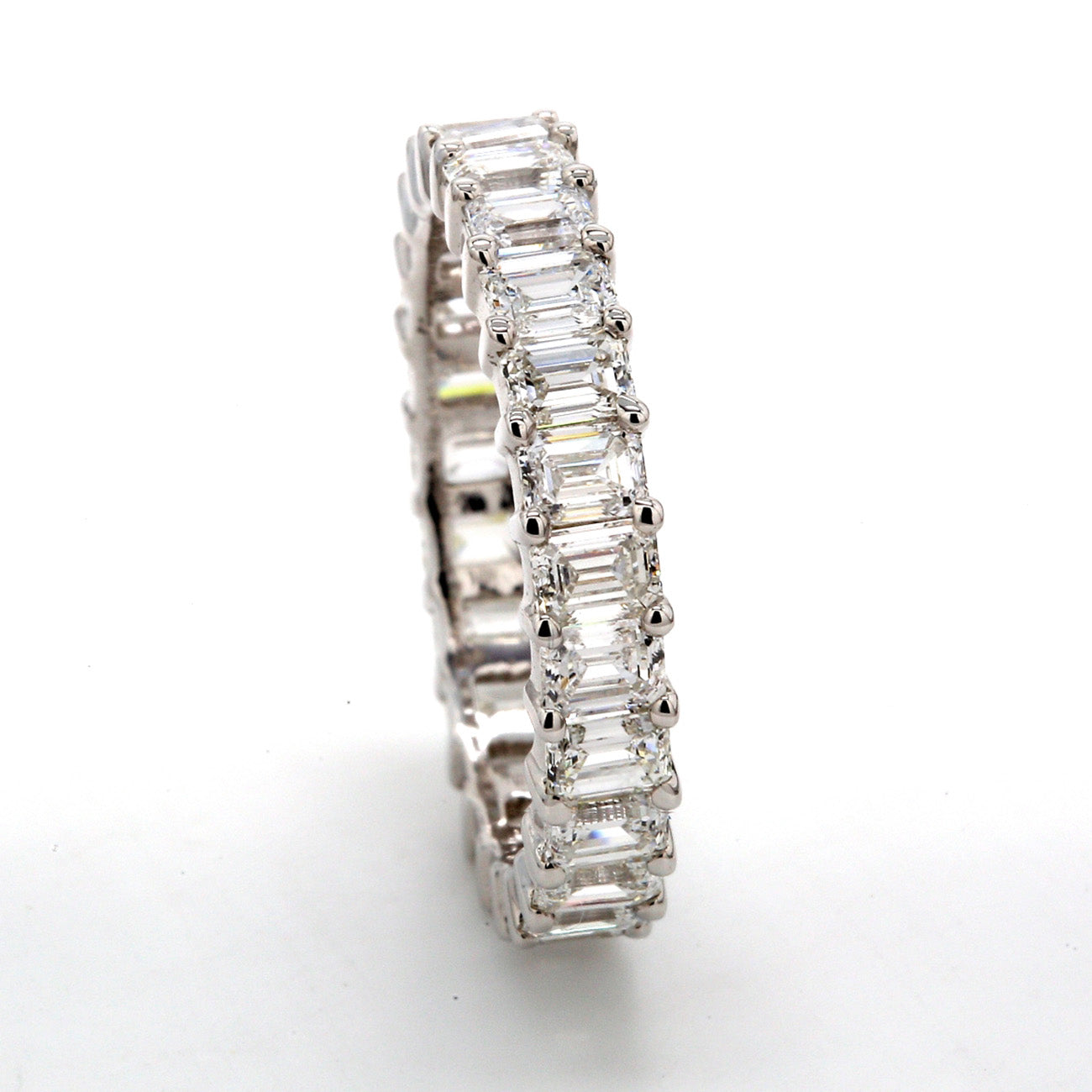 2.98 CTW Emerald 14 K White Gold Eternity Wedding Band