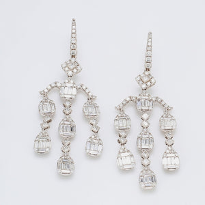 5.68 CTW 18 K White Gold Chandelier Earrings