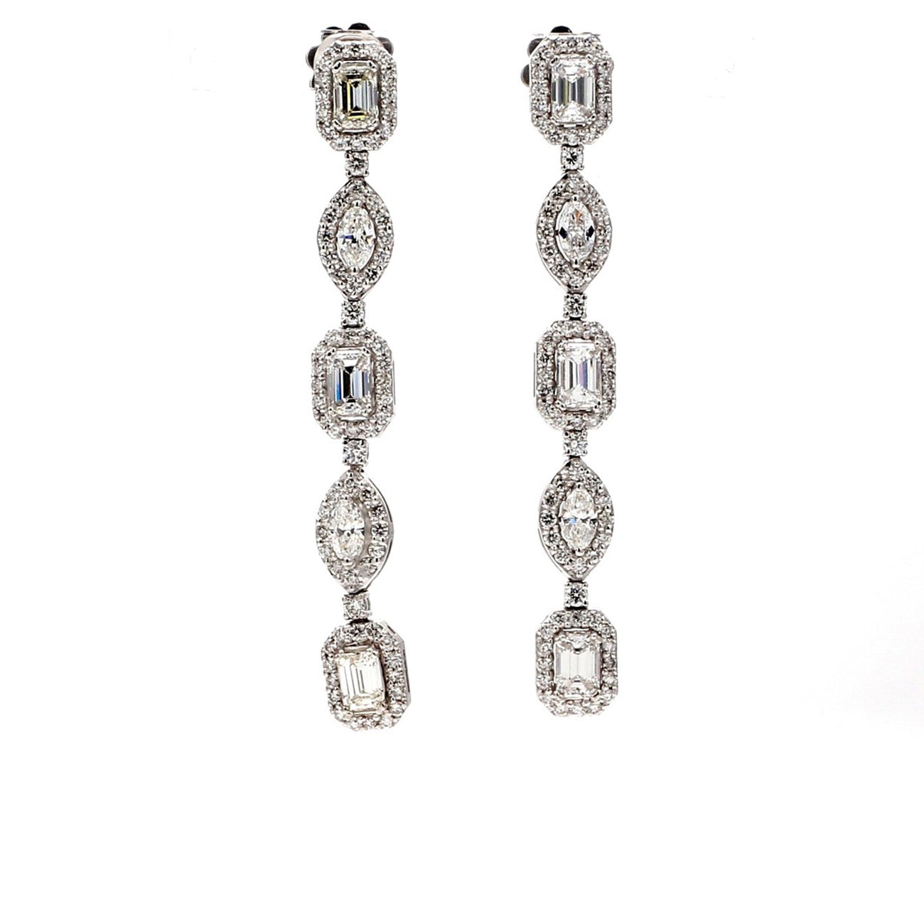 3.76 CTW 14 K White Gold Drop Earrings