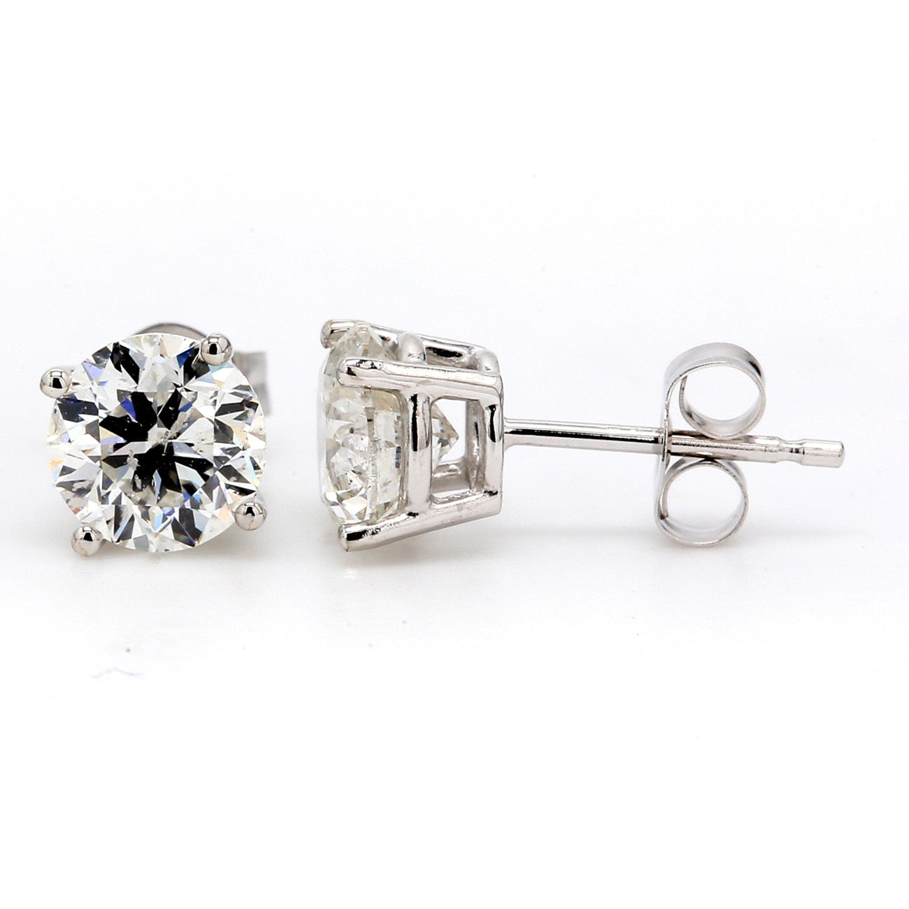 1.92 CTW Round 14 K White Gold Earring Studs