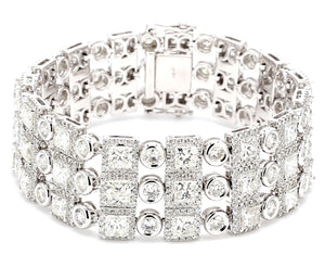 24.33 CTW Princess 18 K White Gold (Other) Bracelet