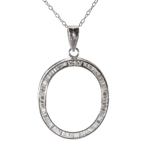 2.33 CTW Tapered Baguette 18 K White Gold Pendant