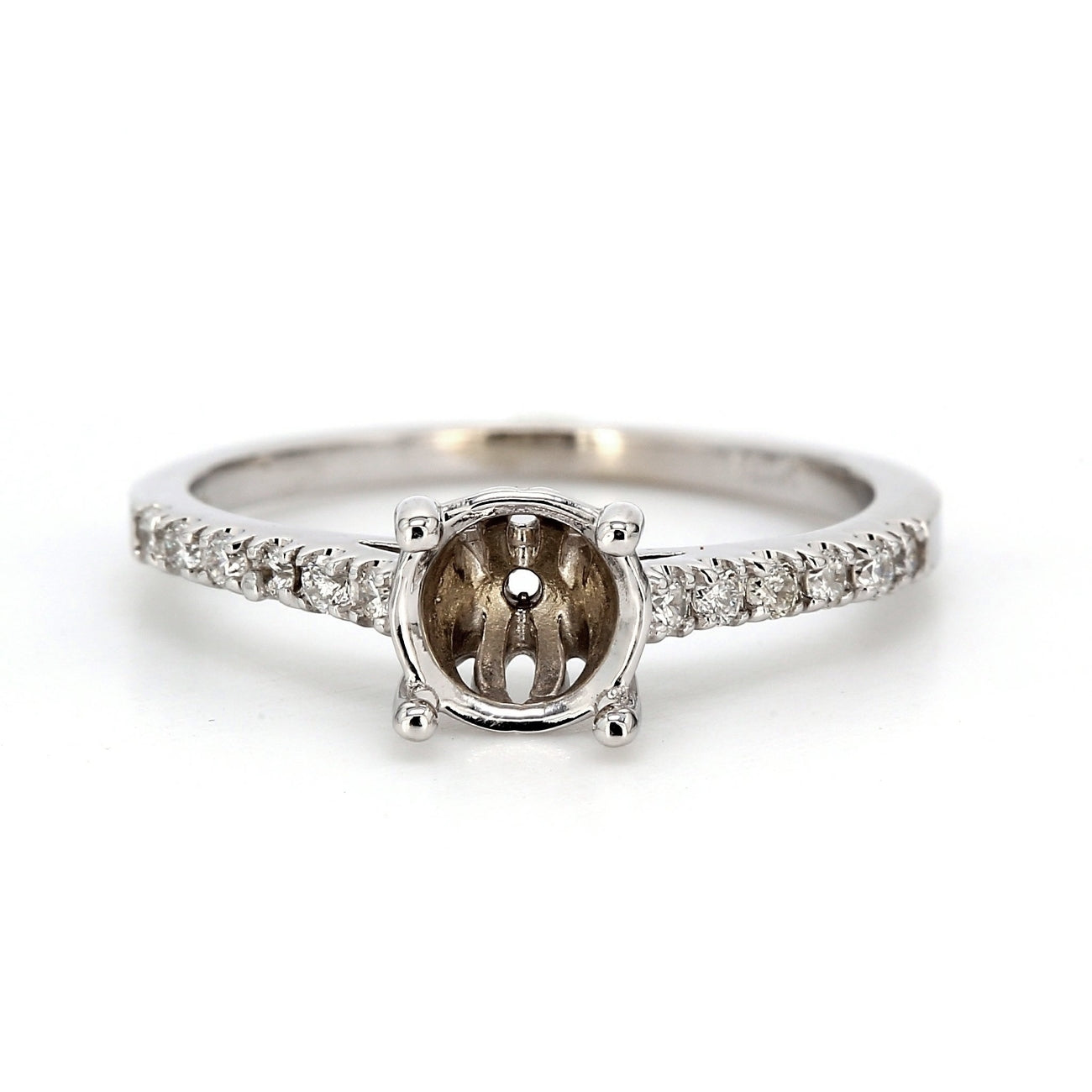 0.15 CTW Round 14 K White Gold Side Stone Engagement Ring