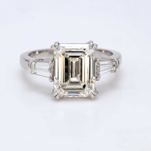 0.63 CTW Tapered Baguette Platinum Three Stone Engagement Ring