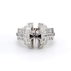 1.90 CTW Princess 14 K White Gold Side Stone Engagement Ring