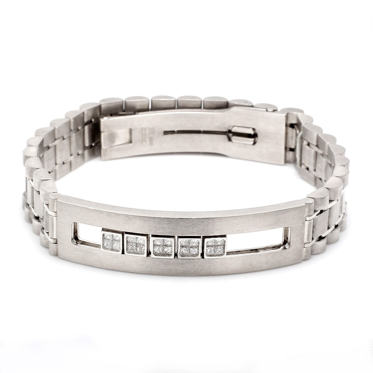 0.82 CTW Princess 14 K White Gold (Other) Bracelet