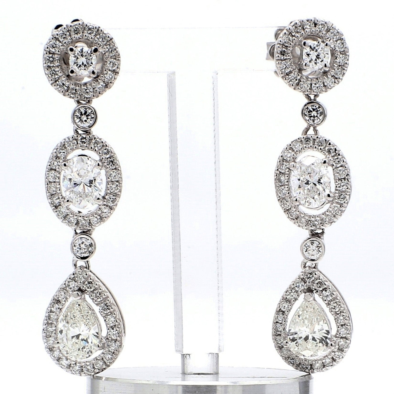 3.08 CTW 14 K White Gold Drop Earrings