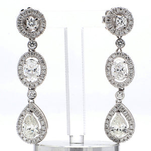 3.08 CTW 14 K White Gold Drop Earrings