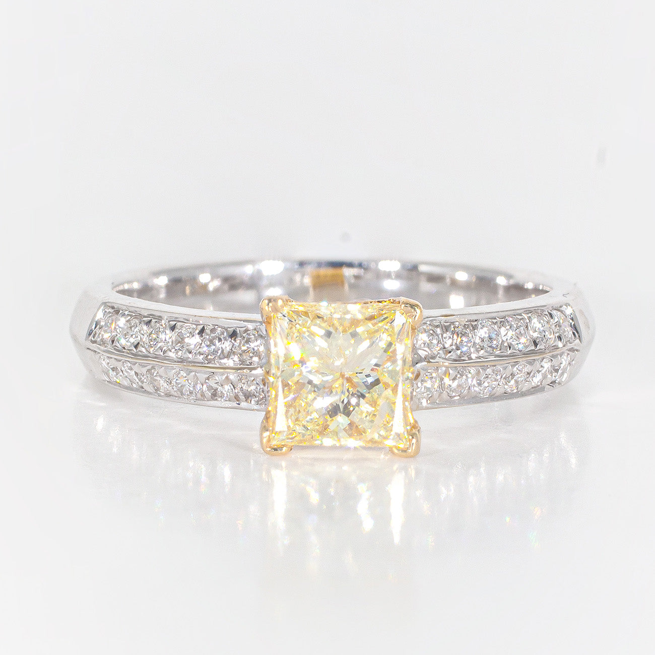 0.28 CTW Round Mix Metal Side Stone Engagement Ring