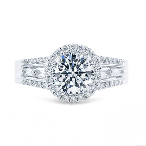 0.48 CTW 18 K White Gold Halo Engagement Ring