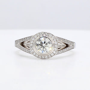 1.32 CTW Round Platinum Halo Engagement Ring