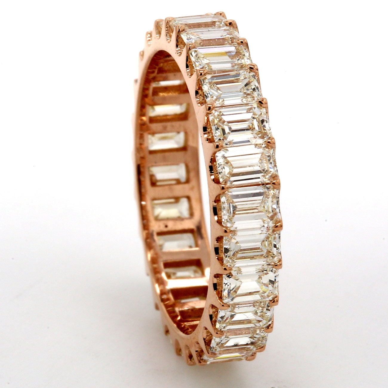 2.68 CTW Emerald 18 K Rose Gold Eternity Wedding Band